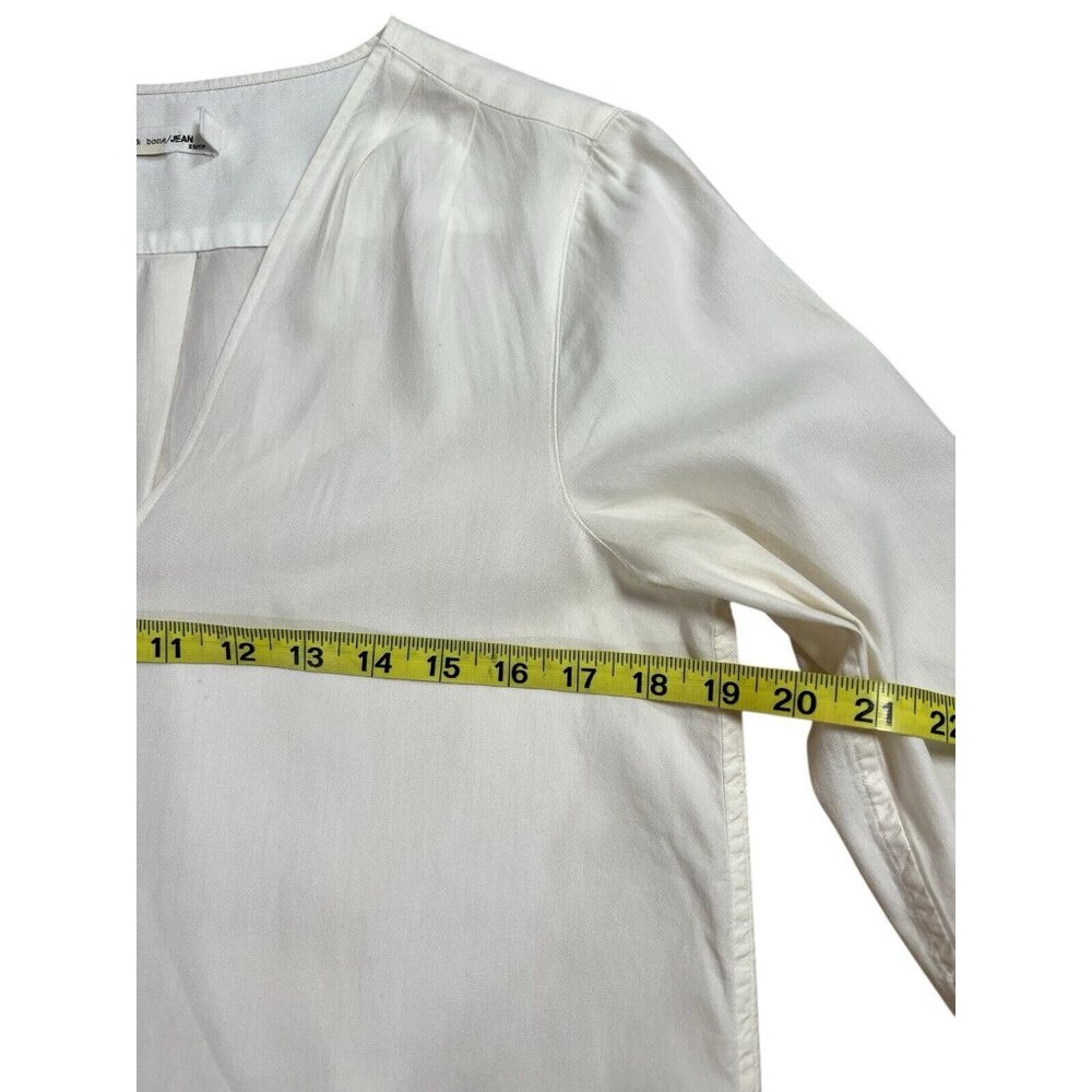 Rag & Bone Women White Top Silk Cotton XS Long Sleeves High Low - Picture 6 of 9